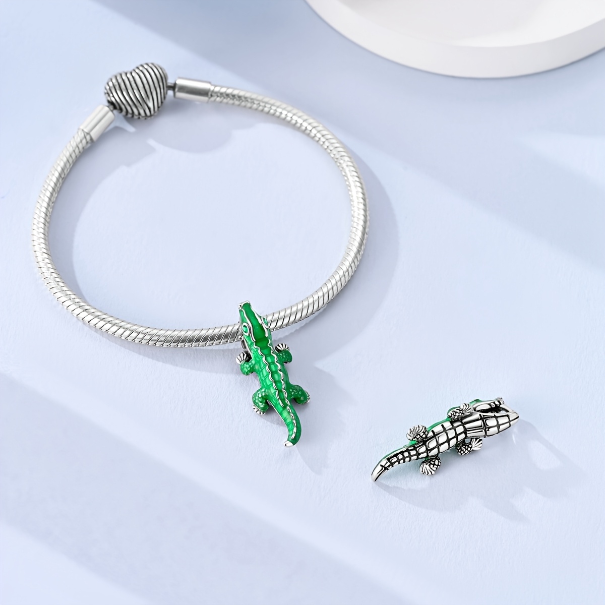 Silver Plated Crocodile Bead for Bracelet and Necklace